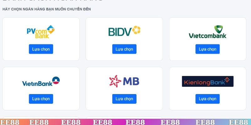 Hướng dẫn nạp tiền EE88 thông qua cổng giao dịch ngân hàng